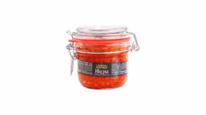 Trứng cá hồi đỏ tự nhiên Sakhalin 230g Thưởng thức trứng cá hồi đỏ Nga cùng bánh mì đen và bơ nhạt