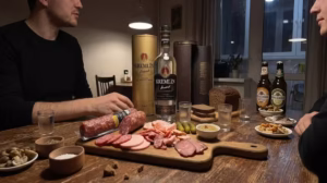 Salami Toscana Blizhnie Gorki 500g Món khai vị Salami Toscana Blizhnie Gorki ăn kèm phô mai và dưa chuột muối