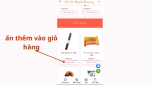 Sau khi tìm được sản phẩm mong muốn, bấm vào hình ảnh để xem chi tiết và thông tin sản phẩm. Tại trang chi tiết bấm “THÊM VÀO GIỎ HÀNG” để đến trang giỏ hàng.