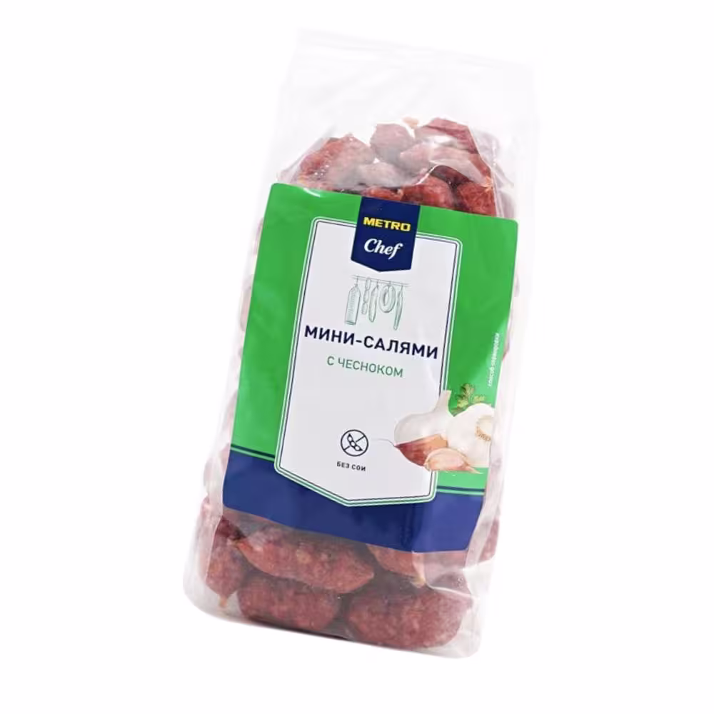Salami mini tỏi METRO Chef gói 500g nhập khẩu chính gốc từ Nga