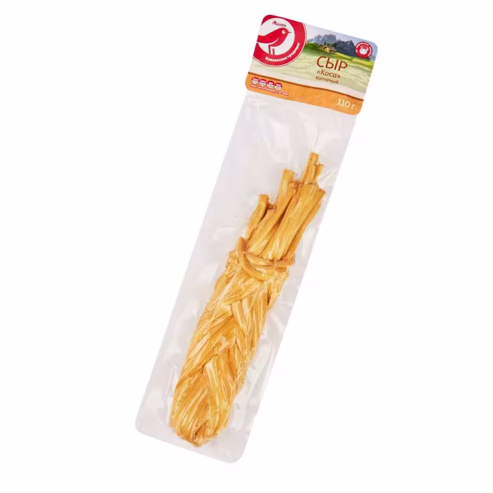 Gói phô mai dây hun khói Auchan 110g chính hãng của Nga