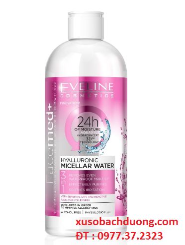 Nước tẩy trang 3 trong 1 Eveline Cosmetics Hyaluronic Micellar Water