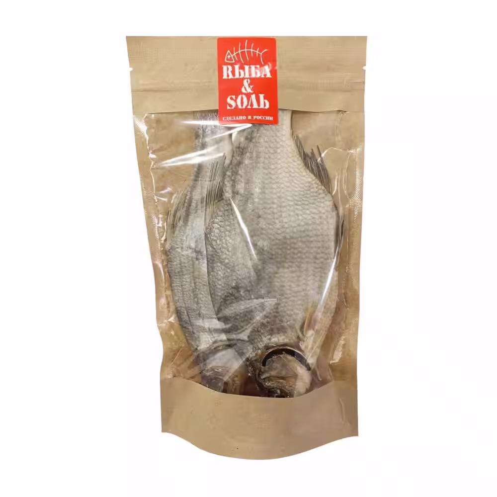 Bao bì mặt trước gói cá tráp khô Ryba&Sol 220g Nga chính hãng