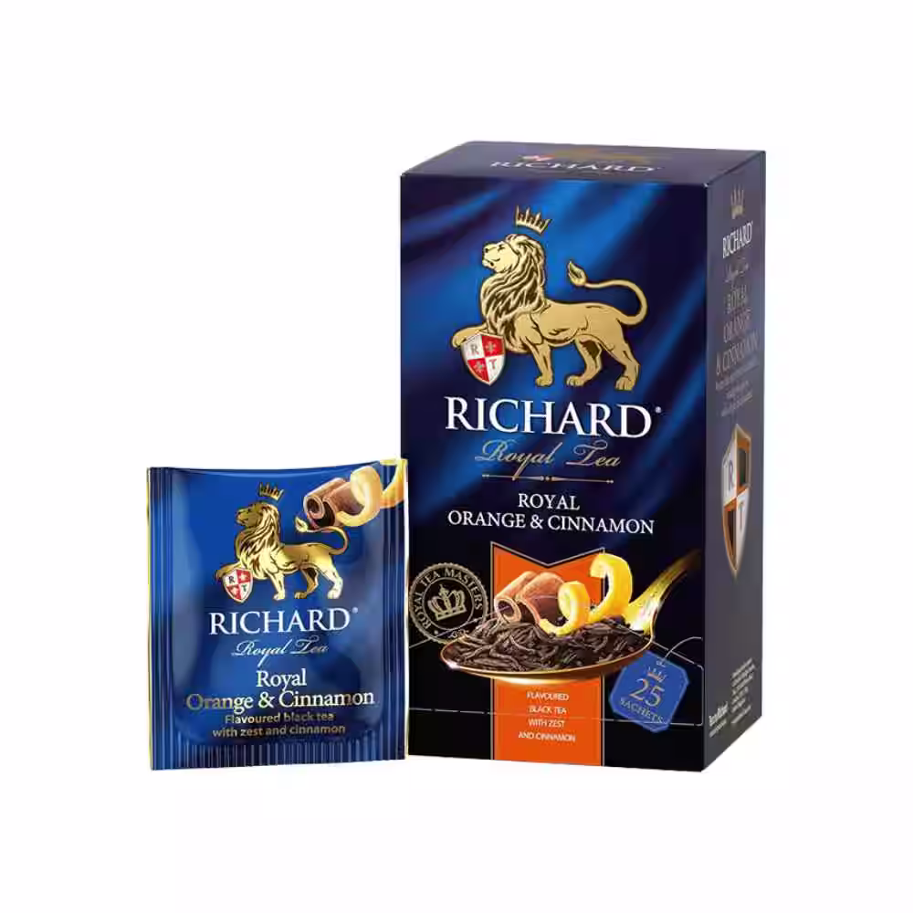Trà đen Richard Royal Orange & Cinnamon hộp 25 gói hương cam quế của Nga